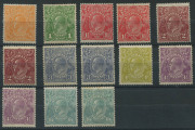 Mint selection with LMult &frac12; blk.4 with variety, Harrison 1d reds (6), 1d green blk.4 with "Flaw under neck"; SMult P14 to 1/4d (2) incl. &frac12;d corner blk.8 with variety, 1d green Plate 3 block of 4 [VII/31-32,37-38] with varieties incl."Wattle Line - State I - 3