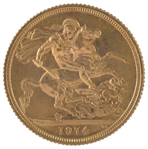 Coins - World: Great Britain - coins: LONDON MINT SOVEREIGNS: Queen Elizabeth II, 1974, EF.