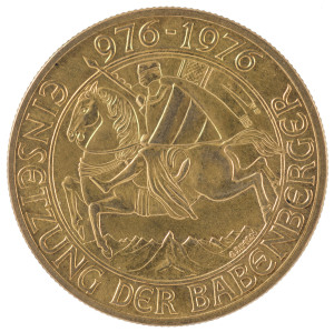 Coins - World: Austria - coins: AUSTRIA: 1976 1000 schilling Badenberger, weight 13gr, containing 12.15gr of pure gold, VF.