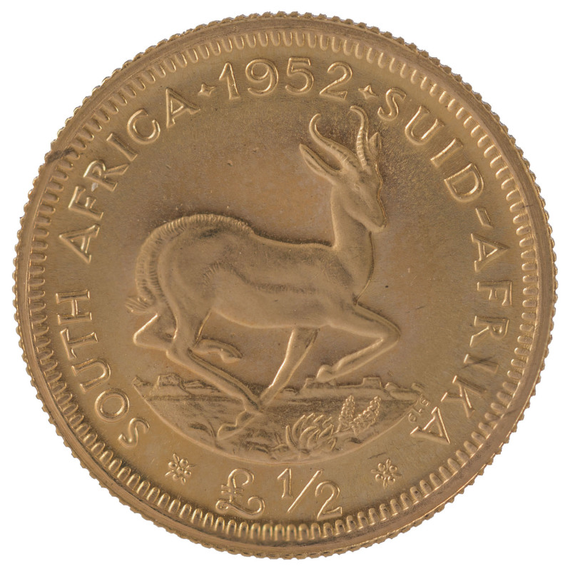 Coins - World: South Africa - coins: SOUTH AFRICA: Sovereign Half Pound, King George VI, 1952, EF.