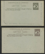 COMMONWEALTH OF AUSTRALIA: Postal Stationery: 1913-14 1d Kangaroo Design Original Die with Unframed Oval view of "St George's Terrrace, Perth" retouched (no sky) in purple-brown and in red-brown BW:LC14(119D); also Unframed Oval view of Central R'l'y S't' - 2