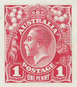 COMMONWEALTH OF AUSTRALIA: KGV Essays & Proofs: PERKINS BACON DIE PROOFS: State 2 in carmine-rose on highly glazed thin card (126x95mm), endorsed at upper-right "State 2/SB" (for Seymour Bennett) and at lower-right "Second state", on reverse "PERKINS BACO