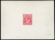 COMMONWEALTH OF AUSTRALIA: KGV Essays & Proofs: PERKINS BACON DIE PROOFS: State 2 in carmine-rose on highly glazed thin card (124x90mm), endorsed "old" at lower-right. The only recorded example and in superb condition, BW:70(DP)12Cc - Cat.$16000. Ex Perki - 2