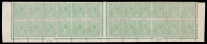 COMMONWEALTH OF AUSTRALIA: KGV Heads - Large Multiple Watermark: ½d Green Electro 4 'CA - CA' Monogram block of 24 (12x2), the left-hand 'CA' substituted for 'JBC', extensive perf reinforcements and somewhat aged, well centred BW:65(4)zf - Cat $3500+.