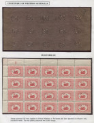 COMMONWEALTH OF AUSTRALIA: Other Pre-Decimals: 1929 (SG.O120) 1&frac12;d WA Centenary perforated 'OS' mostly mint selection comprising Plate 2 corner block of 20 (5x4) & single, Plate 4 corner block of 4; also an Ash imprint block of 8 (4x2), a piece of "blanket - 3