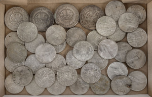 Coins - Australia: Silver: Small accumulation of circulated silver comprising 1937 Crowns (4) and 1966 50c Rounds (36).