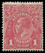 COMMONWEALTH OF AUSTRALIA: KGV Heads - Single Watermark: 1d Pink Smooth Paper G28 WATERMARK INVERTED, fresh MUH. BW:71Ta - $800 (as mounted mint).