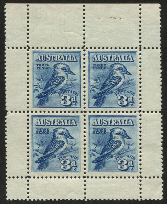 COMMONWEALTH OF AUSTRALIA: Other Pre-Decimals: 1928 (SG.106a) 3d Kookaburra M/S, few perfs separated, MUH, BW:133MS - Cat. $375.
