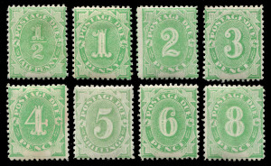 COMMONWEALTH OF AUSTRALIA: Postage Dues: 1902 (SG.D1-D8) ½d to 5/- set, the 5/- value with "portions of letters NSW showing" BW:D11f (Cat.$500), fine mint, total Cat.$850+