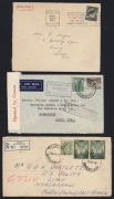 1931-60s covers (9) comprising 1931 PPC from Italy taxed with 1d Due added tied by BOULDER (WA) datestamp, 1940 1/1d airmail rate censored to India, 1943 7&frac12;d triple-rate surface cover to USA (3d for 1st oz, plus 2d x2 for the additional 2oz, plus &frac12;d War T - 2