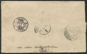 COMMONWEALTH OF AUSTRALIA: Postal History: 1917 (Aug.7) Ackland registered cover to Russia with attractive combination franking of KGV 1d red, Tasmania 2d Pictorial & SA 2&frac12;d tied by REGISTERED ELIZABETH ST/MELBOURNE datestamps, red/white registration labe - 2