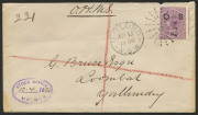 NEW SOUTH WALES - Postal History: 1886 (April 13 & Sep.3) Stock Office (Molong) OHMS covers registered covers to same addressee in Yullundry with overprinted 'OS' 6d pale lilac or 6d mauve each tied by Rays '15' cancels with MOLONG datestamps alongside, - 2
