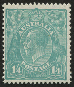 COMMONWEALTH OF AUSTRALIA: KGV Heads - CofA Watermark: 1/4d Greenish-Blue, MUH, BW:131 - Cat. $375.