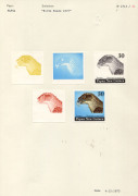 PAPUA NEW GUINEA: PROOFS: 1974 (SG.270-272) Birds Heads: complete set of Couvoisiers' original colour separations and completed designs, all are imperforate and affixed to the official Archival album pages [numbered 1412/20 & 1413/21]. The 30c New Guinea - 2