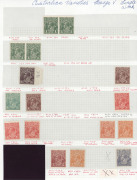 COMMONWEALTH OF AUSTRALIA: KGV Heads - Collections & Accumulations: Mint varieties selection, some within multiples with Single Wmk WATERMARK INVERTED 1&frac12;d Black-Brown, 1&frac12;d Red & 4d Orange, also 1d Green block of 4 with "Wattle line" & "Neck flaw", &frac12;d Oran - 2