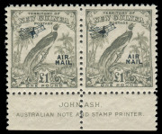 NEW GUINEA: NEW GUINEA: 1932 (SG.203) &pound;1 Undated Bird Airmail, superb Ash Imprint pair, (2). MVLH.