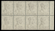 COMMONWEALTH OF AUSTRALIA: Other Pre-Decimals: 1951-53 (SG.247 var.) 3&frac12;d Brown-purple KGVI, left marginal block (8) on THIN PAPER; Superb MUH. BW.253a - $800. - 2