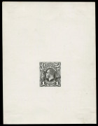 COMMONWEALTH OF AUSTRALIA: KGV Essays & Proofs: PERKINS BACON DIE PROOFS: State 1a (Scratched Die) die proof as State 1 with a Very Fine White Diagonal Scratch from the Kangaroo's Paws to the Emu's Feet on highly glazed thin card (94x125mm) with no endors