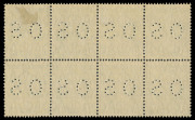 COMMONWEALTH OF AUSTRALIA: KGV Heads - Small Multiple Watermark Perf 13&frac12; x 12&frac12;: 1d Green perforated OS Plate 1 block of 8 [R49-52/55-58] comprising four Die I-II pairs BW:81(1)ic, one Die 1 unit with a hinge remainder, otherwise unmounted, Cat $2200+. - 2