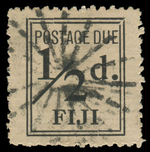 FIJI: FIJI: POSTAGE DUES: 1917 (SG.D1) &frac12;d black; a fine used example of this rare stamp. Cat.&euro;500.