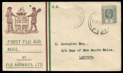 FIJI - Postal History: FIJI - Postal History: EARLY FLIGHT COVERS: 14 July 1930 Lautoka - Suva (2, one signed by the pilot); 14 July 1930 Lautoka - Nausori; 17 March Suva - Lautoka; 21 March 1933 Levuka - Suva & 13 April 1933 Suva - Buca Bay. All are Fij - 4