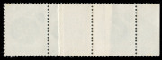 COMMONWEALTH OF AUSTRALIA: Decimal Issues: 1974-80 (SG.552) 10c Star Sapphire: two remarkable horizontal strips of 3, both showing the dramatic effect of printing (the last unit at right) over a paper join. The strips, originally joined, are in 2 states: - 2