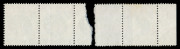 COMMONWEALTH OF AUSTRALIA: Decimal Issues: 1974-80 (SG.552) 10c Star Sapphire: two remarkable horizontal strips of 3, both showing the dramatic effect of printing (the last unit at right) over a paper join. The strips, originally joined, are in 2 states: - 4