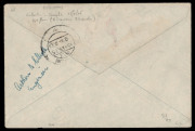 INDIA - Aerophilately & Flight Covers: INDIA - Aerophilately & Flight Covers: THE 1925 ANGLO-INDIA AIR SURVEY BY COBHAM: 1925 (18 Feb.) Calcutta - Karachi flight by Cobham and Elliott, envelope bearing 1a. with black on magenta "By/Anglo-India Air/Survey - 2