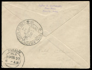 INDIA - Aerophilately & Flight Covers: INDIA - Aerophilately & Flight Covers: 1927 (14 Feb.) Karachi - Delhi flight, 1a. postal stationery envelope with violet "AIR MAILS INDIA/By Light Aeroplane/with Messrs. Stack & Leete. cancellation, on reverse "ROYA - 2