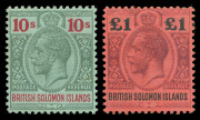 SOLOMON ISLANDS: KGV DEFINITIVES comprising 1913 &frac12;d - 11d (SG.18-21), 1914-23 &frac12;d - &pound;1 (SG.22-38) & 1922-31 &frac12;d - 5/- (SG.39-51). MLH. Cat.&pound;500 approx.