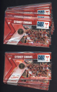 Coins & Banknotes: Philatelic Numismatic Covers - PNCs: 2012 $1 Sydney Swans AFL Premiership PNCs (15). Issue Price: $19.95 each.