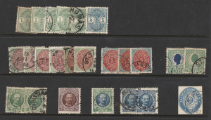 REST OF THE WORLD - General & Miscellaneous Lots: Scandinavia in large red stockbook containing an ex-dealer's accumulation from imperf issues to modern, with representations from Denmark, Danish West Indies, Greenland, Iceland, Norway, Finland, and Faroe Islands; mixed condition, but much useful noted. Great opportunity for the reseller. (many 100s).