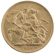 Coins - Australia: Sovereigns: MELBOURNE MINT SOVEREIGNS: 1907 & 1910 Edward VII, EF/aUnc; together with a gold-plated Dennison sovereign case in lovely condition. (3 items). - 2