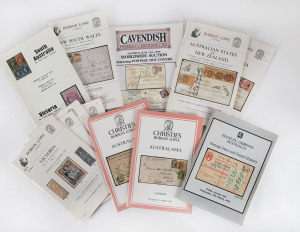 COMMONWEALTH OF AUSTRALIA: Philatelic Literature & Accessories: Australian Colonies: Selection of mostly Robson Lowe auction catalogues including 'Victoria - The JRW Purves Collection Parts I to IV (1980-81), 'NSW - The Dr WRD Wiggins Collection' (1981), 'South Australia - The Harry Napier Collection' (1976), plus six others.