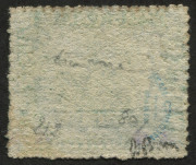 WESTERN AUSTRALIA: 1861 (SG.46) Very Rough Perf 14-16 1/- deep green, fine used with guarantee handstamp on reverse, undercatalogued at &pound;375. Very scarce. - 2