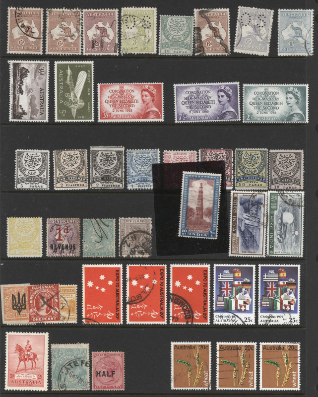 REST OF THE WORLD - General & Miscellaneous Lots: 1860s-1980s accumulation with battered 'New Ideal' album containing better Ceylon with 1899 1r50c & 2r25c used & KEVII 1910-11 2r & 5r, well-filled SG 'Devon' album with Australian Territories & Pacific