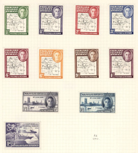 REST OF THE WORLD - General & Miscellaneous Lots: 1860s-1950s World Collection mostly used with limited range of countries including Burma with 1937 2r KGV, Cook Is 1949 set mint, Falkland Is Dependencies 1949 "Thin" Map set including 1d, 2d, 3d & 6d all "Dot in T variety", GB with QV 1880-83 4d grey-brown, KEVII 2/6d & 5/-, KGV Seahorses 5/- x4 plus 10/- Re-engraved 10/- pair, Iraq (British Occupation) 1918-21 to 2r & 10r, also Canada, Labuan, South Africa; mixed condition. (few 100s).