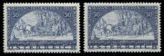 AUSTRIA: 1933 50gr "WIPA" Exhibition, singles on Ordinary & Granite paper, (2) MVLH. (Mi.555-56).