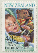 NEW ZEALAND: 1996 Health (Road Safety) 40c Teddy Bear self-adhesive CP:T68B, fresh unused as issued, Cat NZ $4500, with a comparison example of the re-drawn 40c.