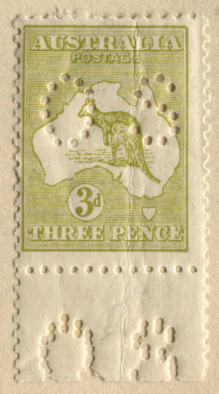 COMMONWEALTH OF AUSTRALIA: General & Miscellaneous: 1913-1970s array with (1) collection in sketch book with Roos Third Wmk 3d Die II perf 'OS' (crease, Cat $600 with Doubling of 'OS' perfin on the marginal tab), 6d chestnut Die IIB perf 'OS', 5/- Perf '
