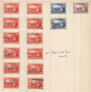 REST OF THE WORLD - General & Miscellaneous Lots: 1860s-1950s World Collection mostly used in ledger with Australia 1902-04 1/- Due mint (Cat £80), Roos to 5/-, Silver Jubilee sets (2), mint Macarthur, Anzac & AIF sets (mint), plus 2d NSW Anniv 2d "Man w