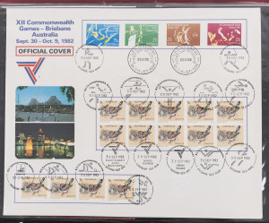 COMMONWEALTH OF AUSTRALIA: First Day & Commemorative Covers: 1980s-2000s Maximum Card accumulation including International Post, mostly cancelled on FDI, heavy duplication throughout, many still in retail cello packs indicating a huge initial cost. Substantial "Postage" value for postcard usage to International destinations. (1000s)