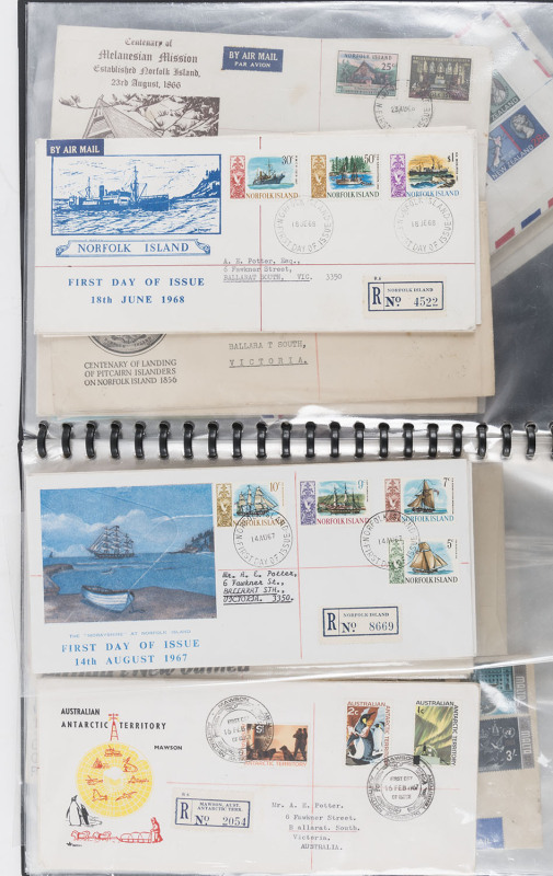 REST OF THE WORLD - General & Miscellaneous Lots: Cover accumulation with GB 1950s-90s FDCs in three albums including 1972 Wedgwood with ½d Machin phosphor sideband at left, Machins to £1, regionals, etc; also 1980s Suadi Arabia covers to Australia x10 w