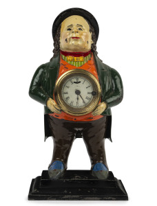 BRADLEY & HUBBARD "John Bull" American blinking eye clock in painted cast iron case, circa 1858, 41cm high