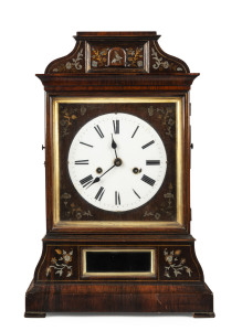 JOHANN BAPTIST BEHA Black Forest cuckoo table clock, cable fusee movement, with inlaid rosewood case, circa 1850, 50cm high