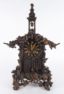 PHILIPP HAAS Black Forest "Monk" shelf clock with twisted vine and stick case, circa 1850, 64cm high