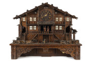 Swiss Musical Chalet clock containing a six tune cylinder music box, circa 1885, 47cm high, 60cm wide - 2