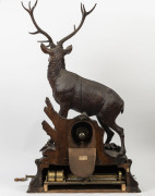 BLACK FOREST musical stag clock with eagle bracket, time and strike with music on the hour, 19th century, ​with eight long play airs. an impressive piece standing and imposing 196cm high - 5