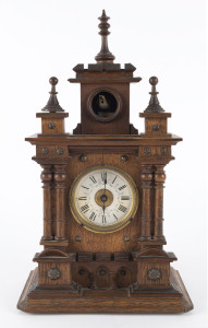 BLACK FOREST architectural cuckoo clock with balance wheel movement, circa 1870s, 35cm high