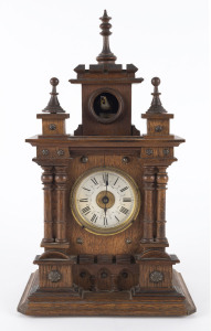 BLACK FOREST architectural cuckoo clock with balance wheel movement, circa 1870s, 35cm high